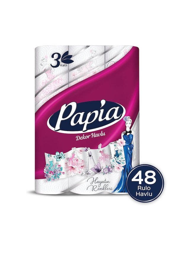 Papia Dekor Kağıt Havlu 48 Rulo (12 Rulo x 4 Paket)