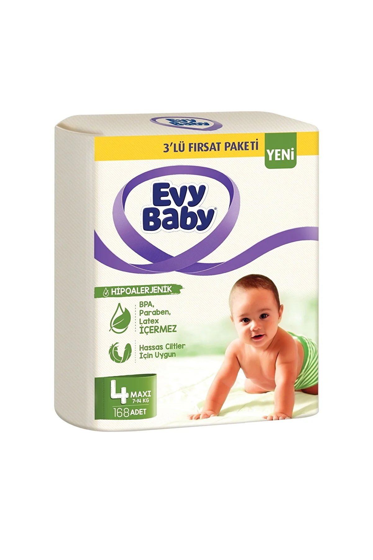 Evy Baby Bebek Bezi 3'lü Fırsat Paketi 4 Numara 168 Adet evy4