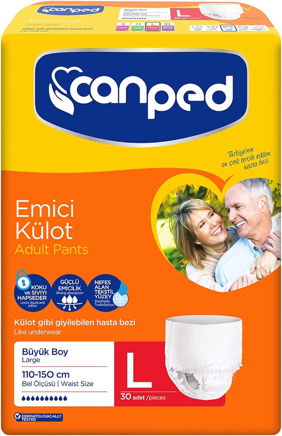 Canped Emici Külot Hasta Bezi Büyük Boy Large 30 Adet Eko Paket