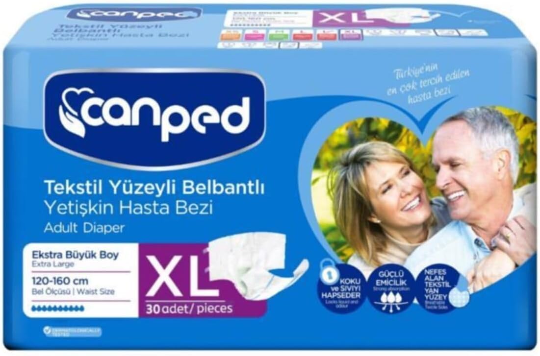 Canped Belbantlı Tekstil Yüzeyli Hasta Bezi Ekstra Büyük Xl 30 Adetli